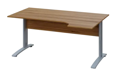 CRK 18 - 164 stůl kancelářský, rohový, pravý, kovová podnož stříbrná, deska 18 mm, široký 1600 mm, o